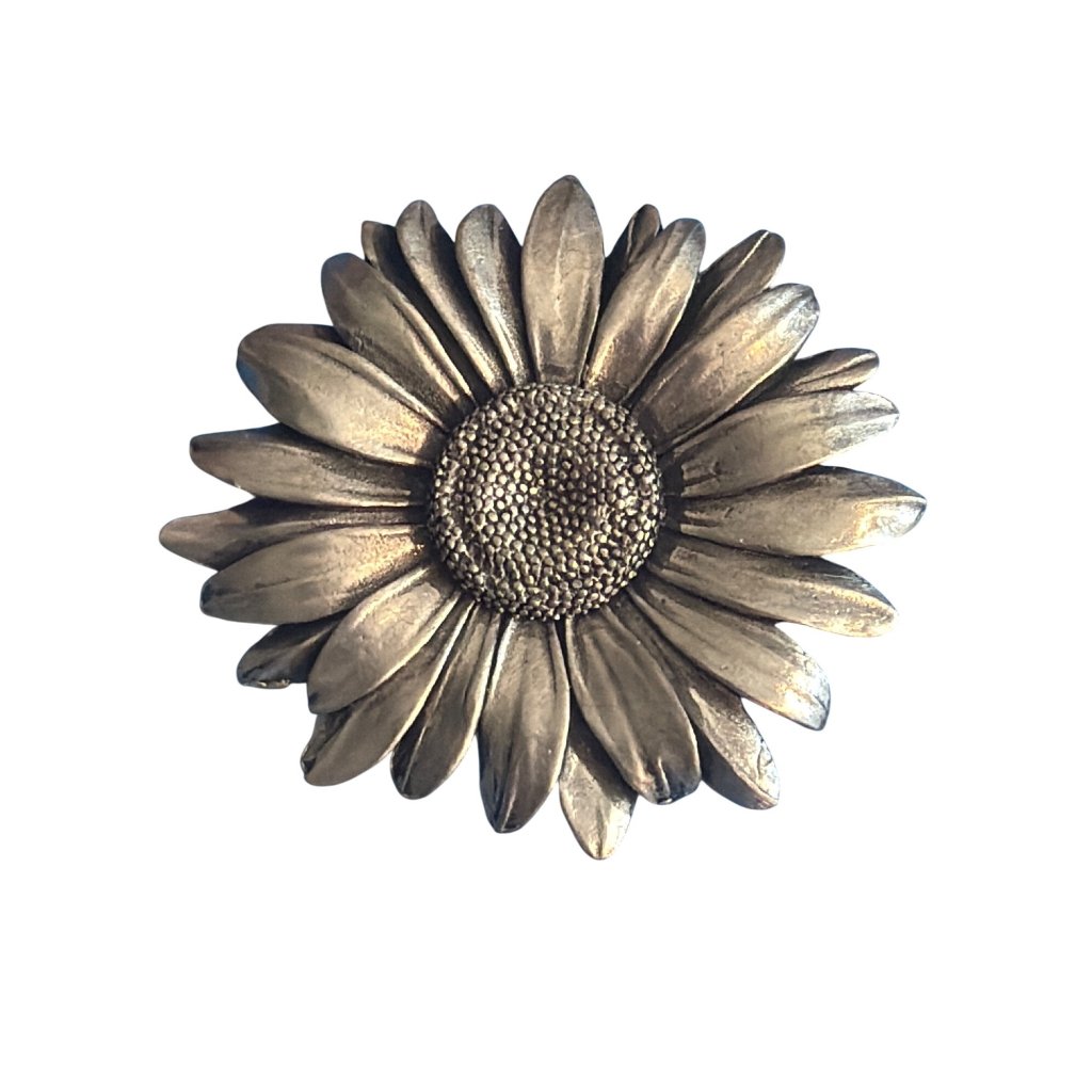 Vintage Sunflower Brooch Pin Seagull Pewter 2006 Silver 2.75